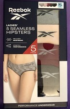  5 Pack Reebok Women's Stretch Performance Seamless Hipster Panties, Tag Free