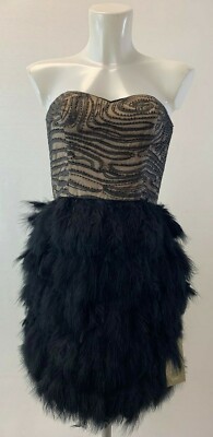 coast black dress with feathers