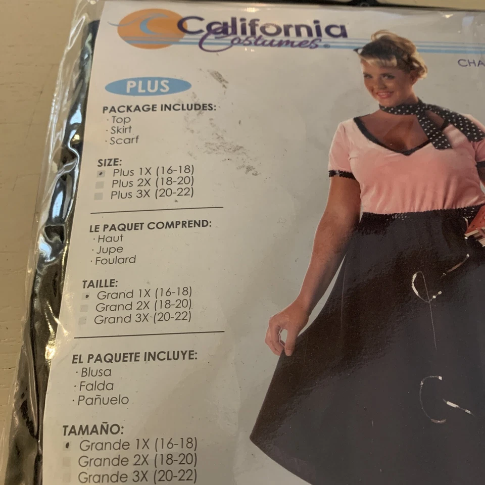 Disfraz de Halloween talla grande Sweetheart años 50 para mujer 1X-XL 16-18 NUEVO Foto 4 de 4