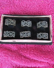 6 Serviettenringe 835er Silber gestempelt Cristoph Widmann Hildesheimer Rose