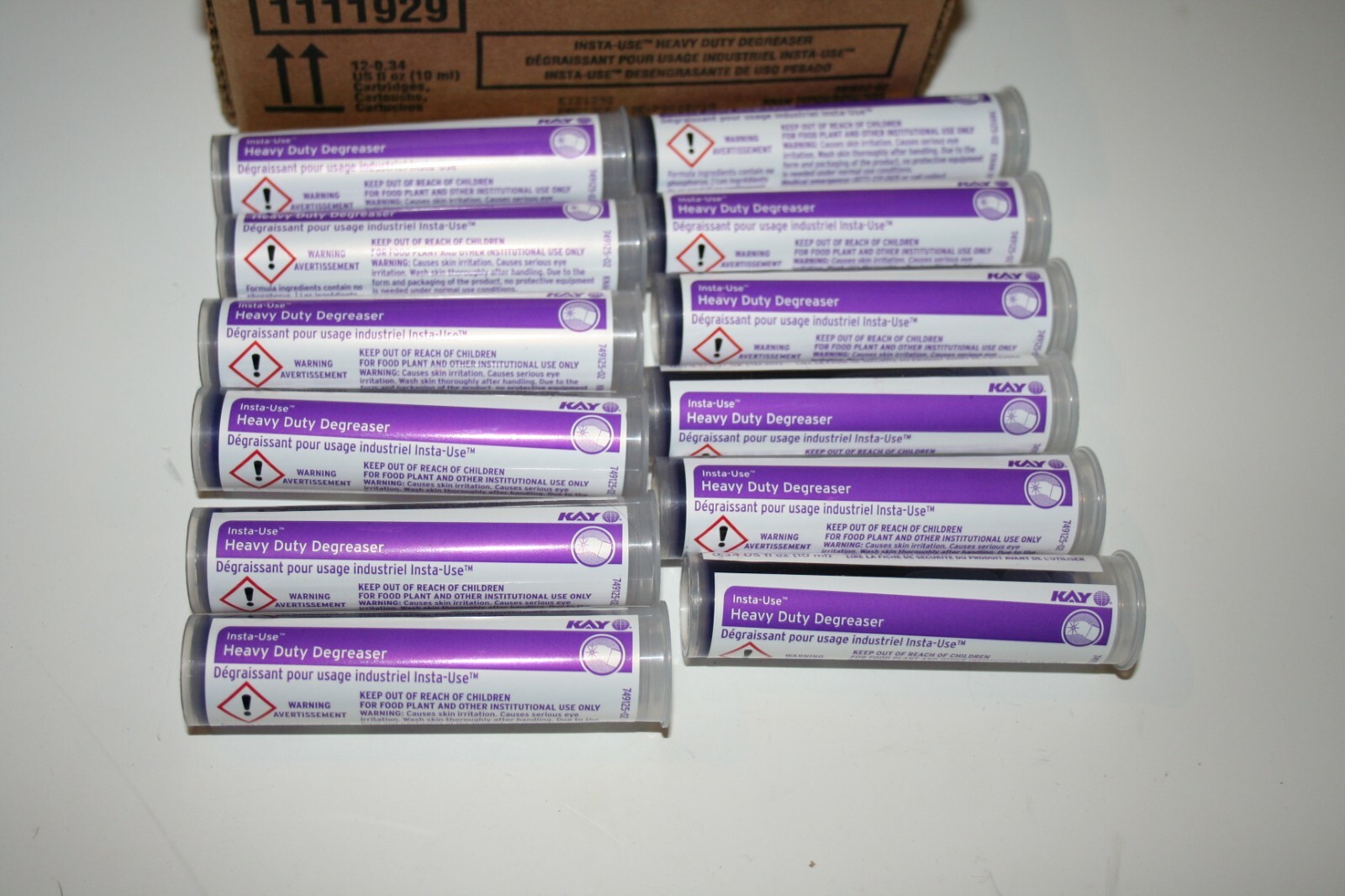 Box of 12 Kay InstaUse Heavy Duty Degreaser Cartridges 0.34 oz. ea