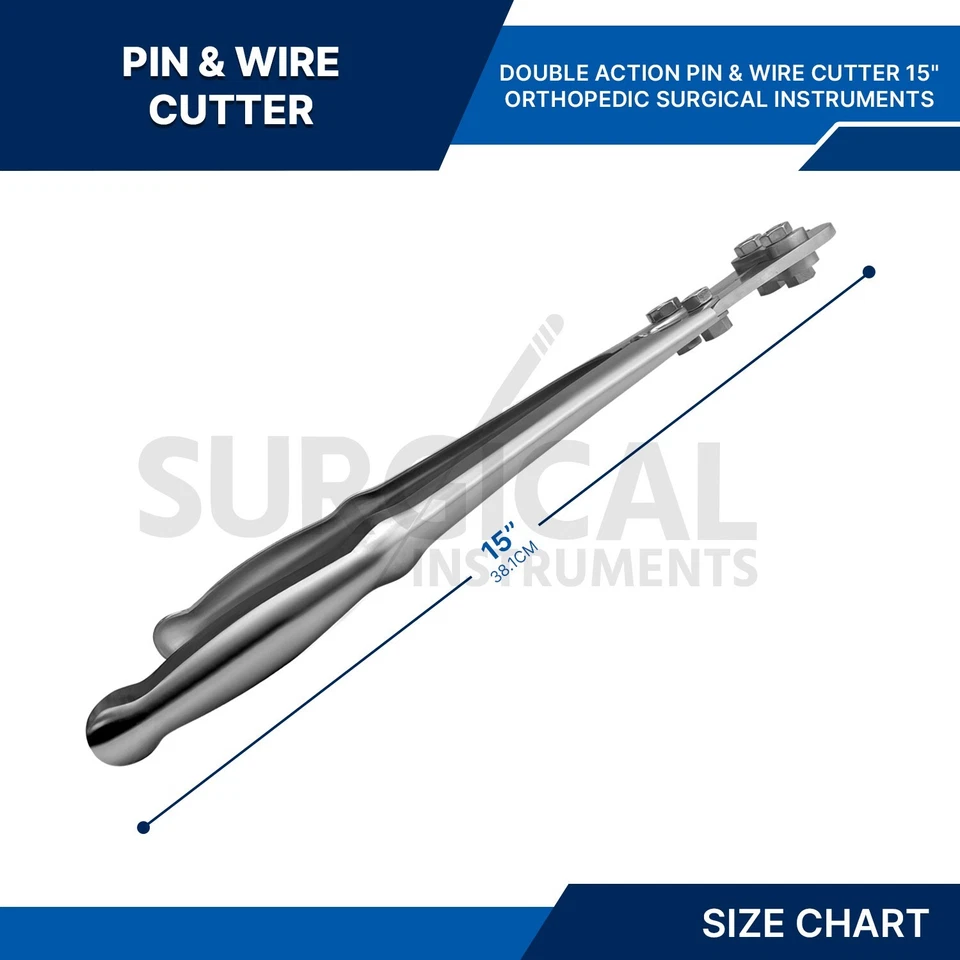 Ортопедические хирургические инструменты двойного действия для резки штифтов и проводов 15 дюймов немецкого класса - Изображение 3 из 4