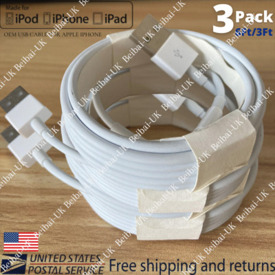 1/3Pack USB Fast Charger Cable 3/6Ft For Apple iPhone 11 8 6 Plus Charging Cord