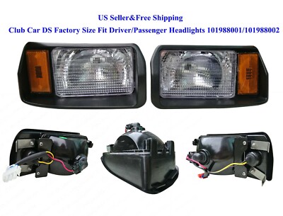 US Headlights 101988001/101988002 Club Car DS FactorysSize Fit Driver+Passenger