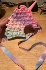 Rainbow Unicorn Crossbody Pop Fidget Purse With Zipper And Strap