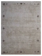 Eco-Friendly Hand Knotted Loom Silk Mix Area Rugs Contemporary Beige BBH BBLSM51