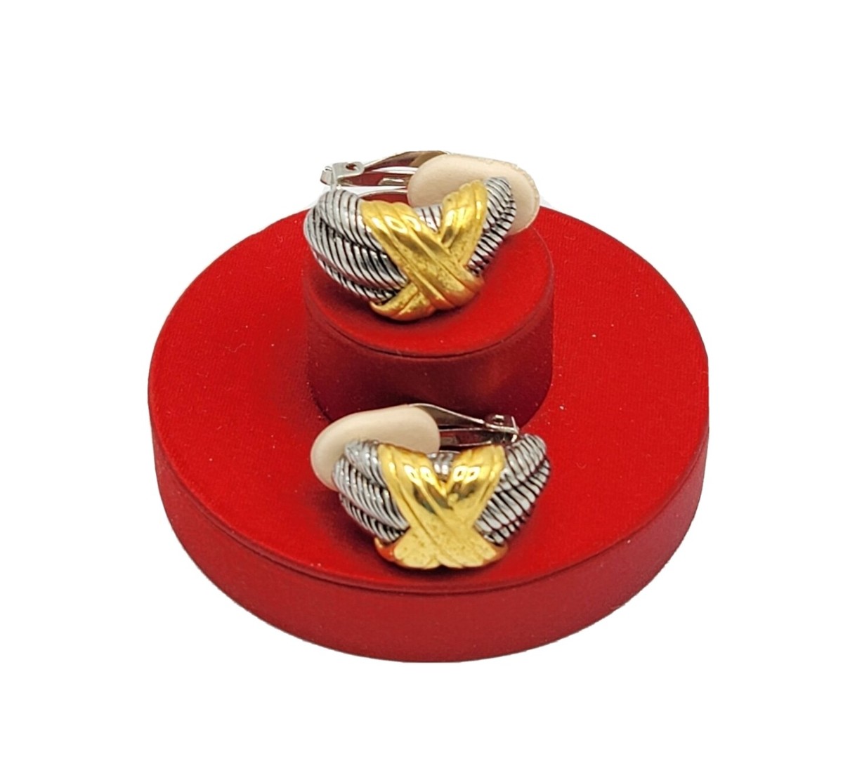 Vtg TJ Earrings Hoop Clip Letter X Design JOHN MEDEIROS Roman Medieval  Jewelry