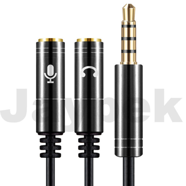 3.5mm Jack Audio and Mic Y-Splitter Headset Adapter Cable w/ Separate Headphone