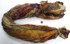  12 yards Unstitched Recycled PURE Silk Sari Ribbon Yarn tassel DULL BROWN SKEIN