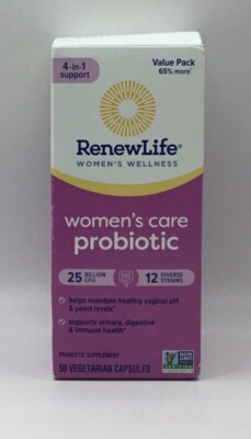 RENEW LIFE PROBIOTIC WOMEN'S CARE 25 BILLION CFU 12 STRAINS 50CT RIP ON BX READ