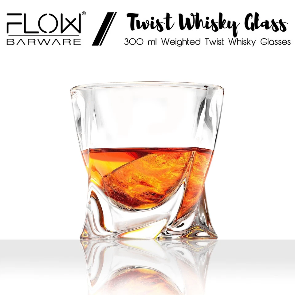 Twist Whiskey Glasses Set Of 2 Home Bar Gift Scotch, Bourbon G&T Tumblers BOXED - Image 2 of 4