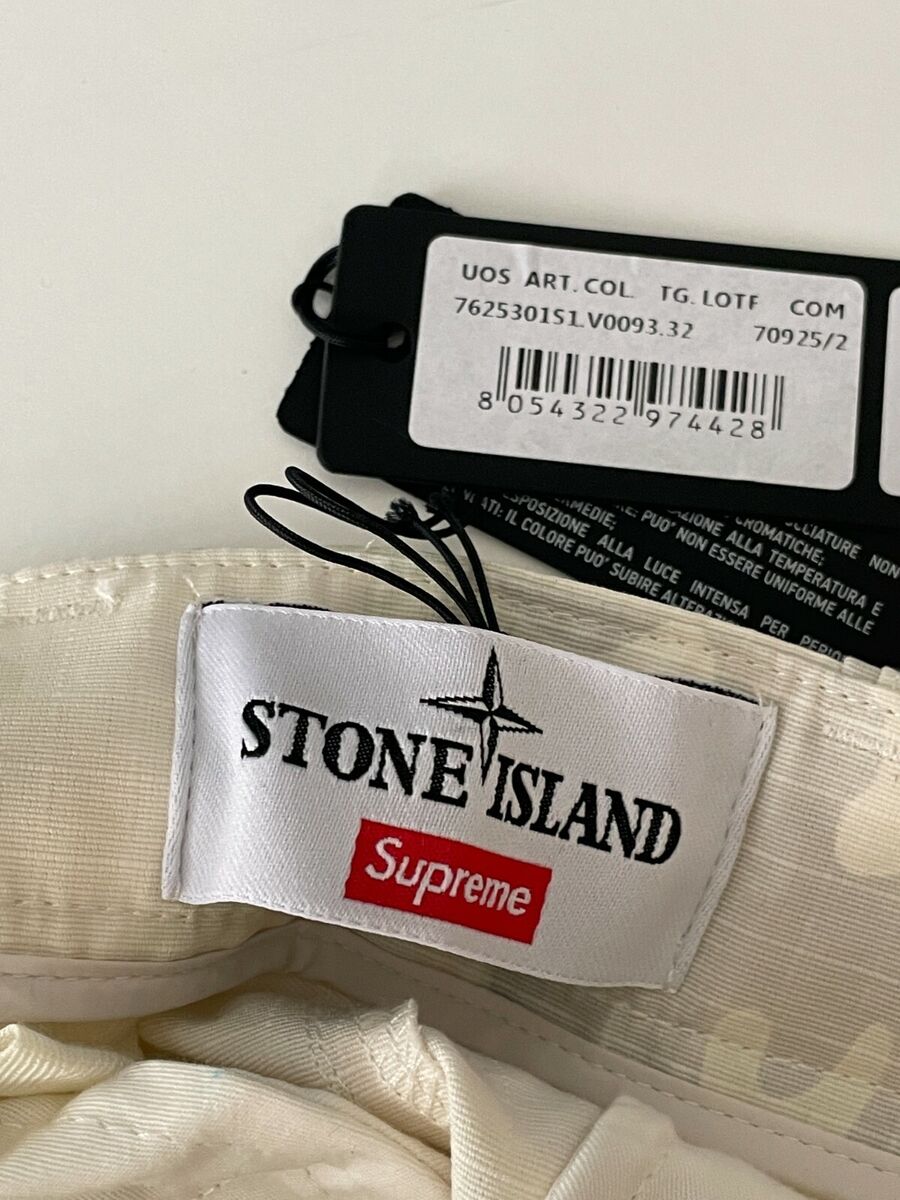size 32 - Supreme Stone Island Reactive Ice Camo Ripstop Cargo Pant 301S1 Tan