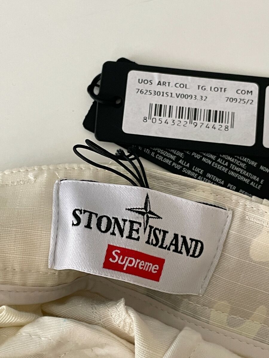 size 32 - Supreme Stone Island Reactive Ice Camo Ripstop Cargo Pant 301S1  Tan