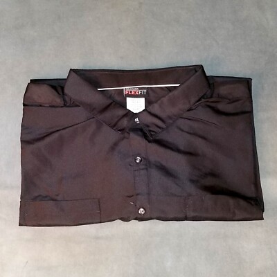 Aramark FlexFit Shirt 2 Pocket Button Up Short Sleeve Men's 6X Black