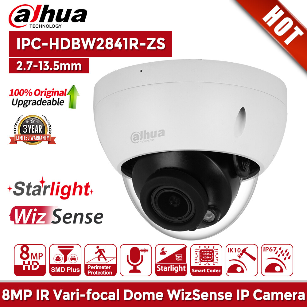 Cámara IP Dahua 4K 8MP WizSense 5x Zoom Domo Vari-focal iR PoE IPC-HDBW2841R-ZS