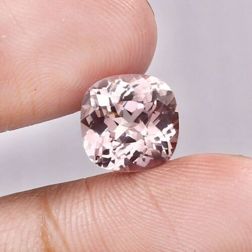 9 Ct+ Natural FL Madagascar Pink Morganite Cushion Loose Certified Gemstone AAA - Picture 1 of 4