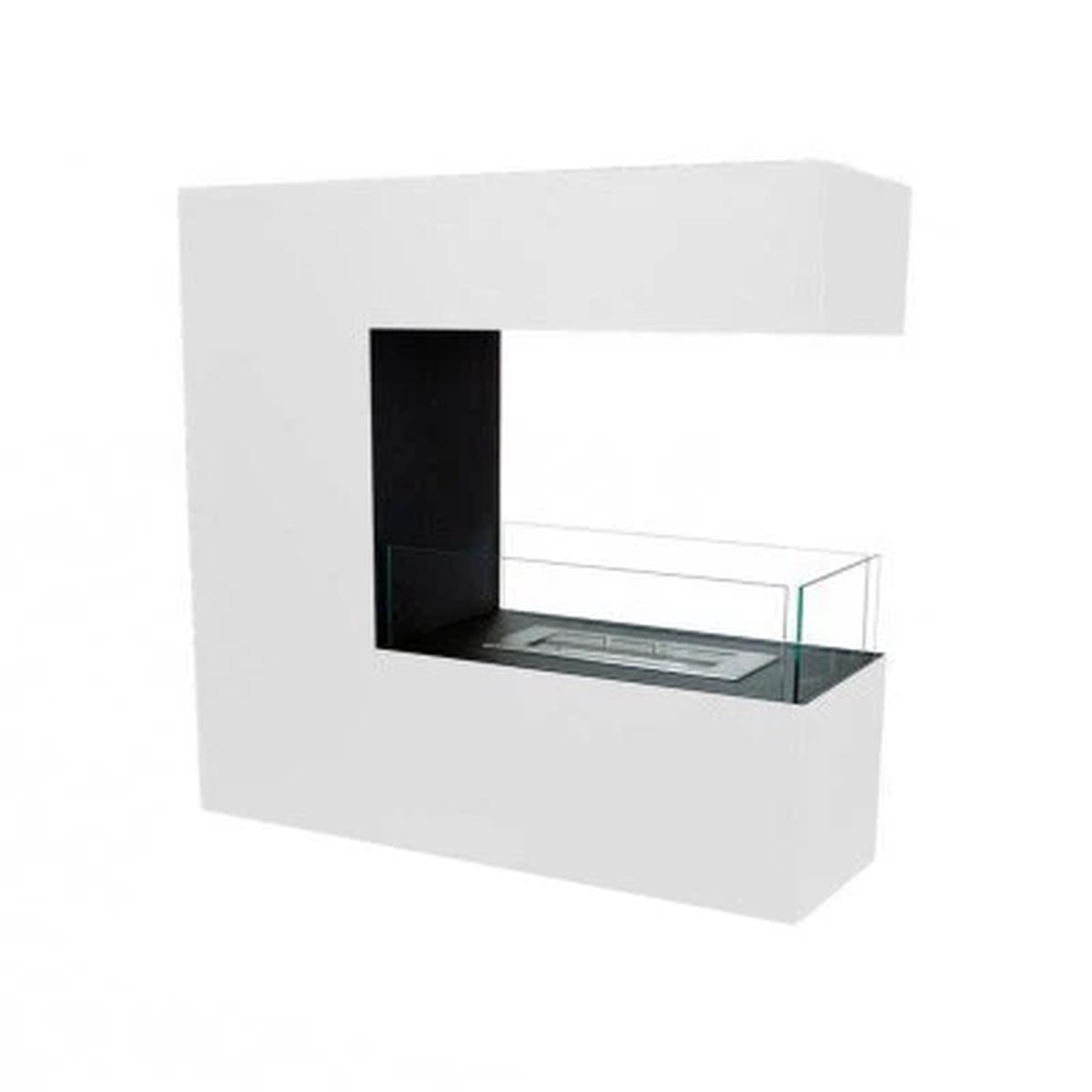Topeka Bio-Standkamin, Blanco, 100CM, Revestido, Rendimiento De 2,4Kw