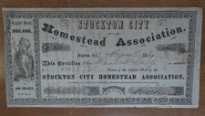 1869 CA Stockton City Homestead Association David McCarty Stock Certificate