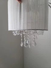 Hanging Chandler w/Lamp Shade Sheer White