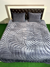 Grey velvet shell quilt King Size comforter Bedspread Blankets Bedding set
