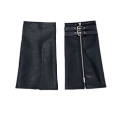 Women Lady Faux Leather Boots Covers Cuffs Gothic Punk Leg Warmers Leggings Zip