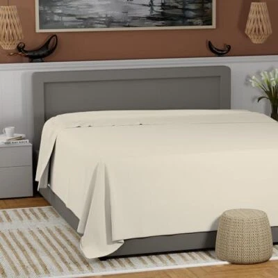 COLOR SENSE Ivory Twin Flat Sheet 100% Cotton Twin Flat Sheet Only Back to School College...