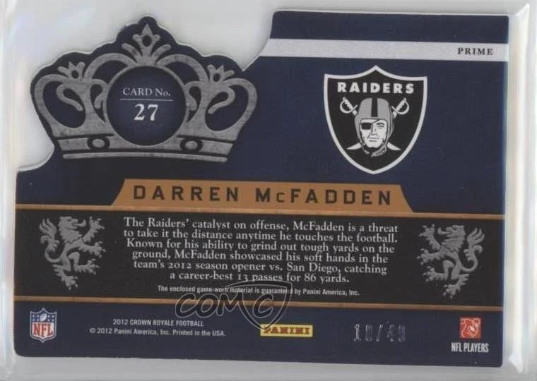 2012 Crown Royale Crowning Glory Materials Green Prime /49 Darren McFadden #27 - Image 2 of 2