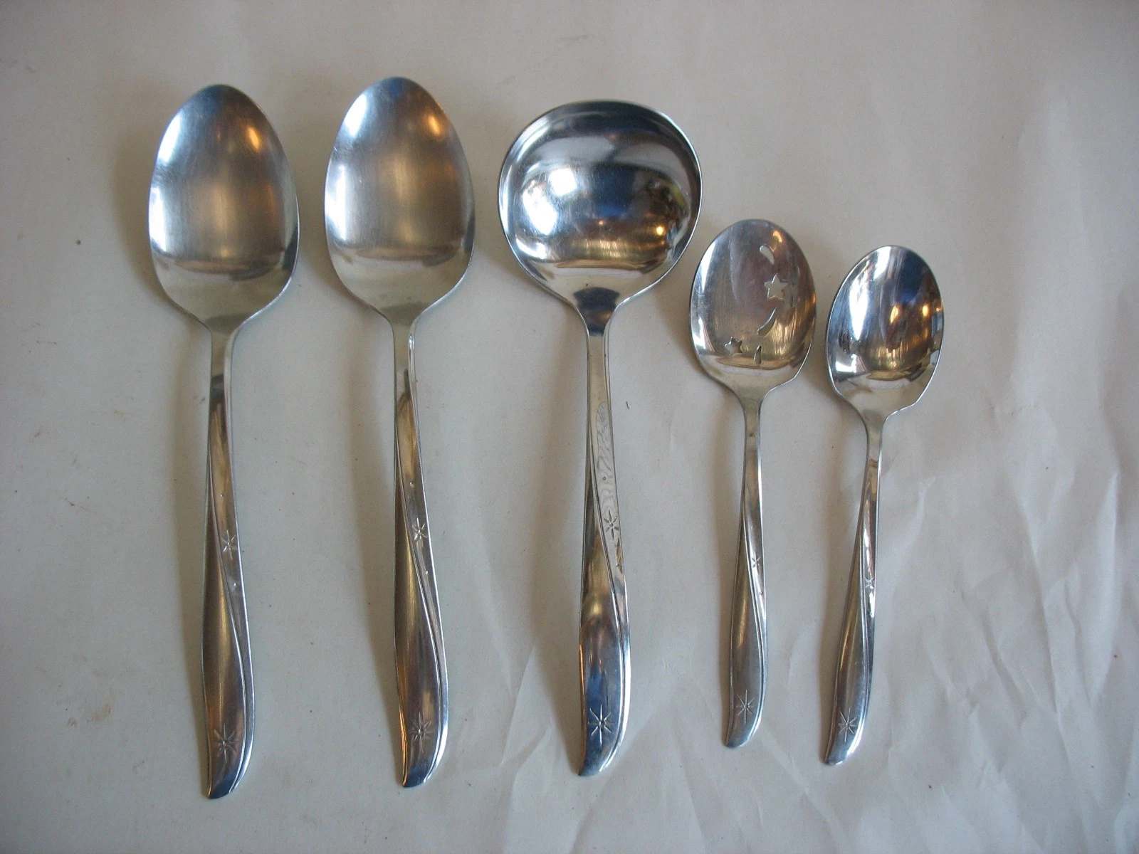 S/5 Ladle Sugar Jelly Serving Spoon SS Oneida Community Twin Star Flatware LOT