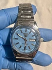 Vintage Seiko 5 Automatic Light Blue Dial Day/Date Steel Bracelet Men's Watch