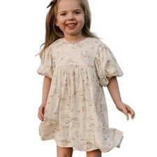 Rylee  Cru Girls Jolene Linen Blend Safari Toile Dress Size 6-7Y