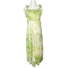 Line & Dot Green Tie Dye Tiered Maxi Dress Womens Large Tie Strap Boho