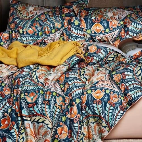  Синий одеяло комплект розовый пейсли узор цветочный постельное белье королева 029 пейсли - Изображение 4 из 4