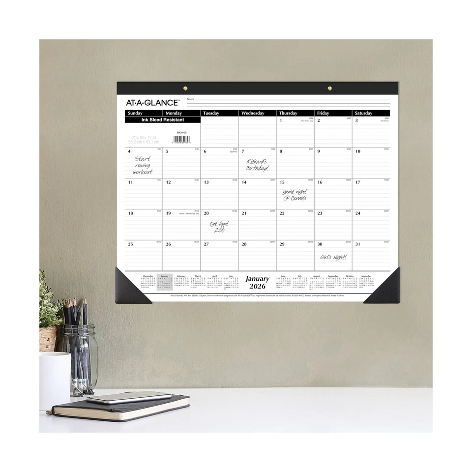 AT-A-GLANCE 2026 Desk Calendar, Monthly, Desk Pad, 21-3/4" x 17", Large, Rule... - Image 4 of 4