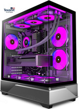 PC CASE 6 PWM ARGB Fans Pre-Installed, Mid-Tower Gaming PC Case, Panoramic Tempe