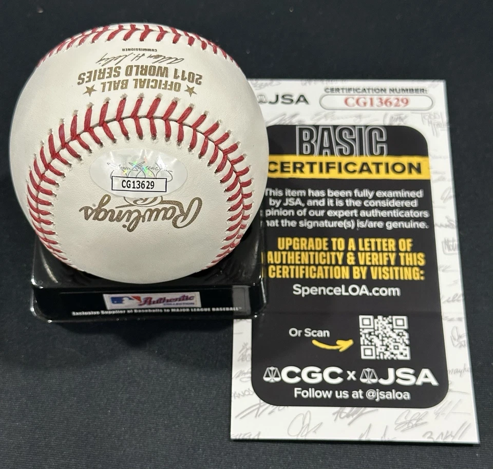 Adam Wainwright Firmado Serie Mundial 2011 Cardenales de Béisbol Autografiado Certificado de Autenticidad JSA Foto 2 de 2