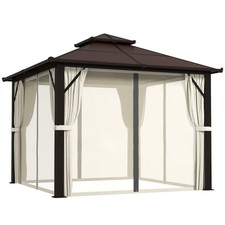 Outsunny 3x3(m) Polycarbonate Hardtop Gazebo with Aluminium Frame, Beige