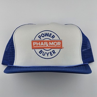 Vintage Phar-Mor Power Buyer Trucker Hat Blue White Mesh Snapback Pharmacy Cap