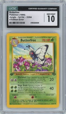 【PSA10】バタフリー 英語 33/64 d エディション エラー Butterfree Jungle 33/64 First Edition 'D' Error Set CGC 10 Graded