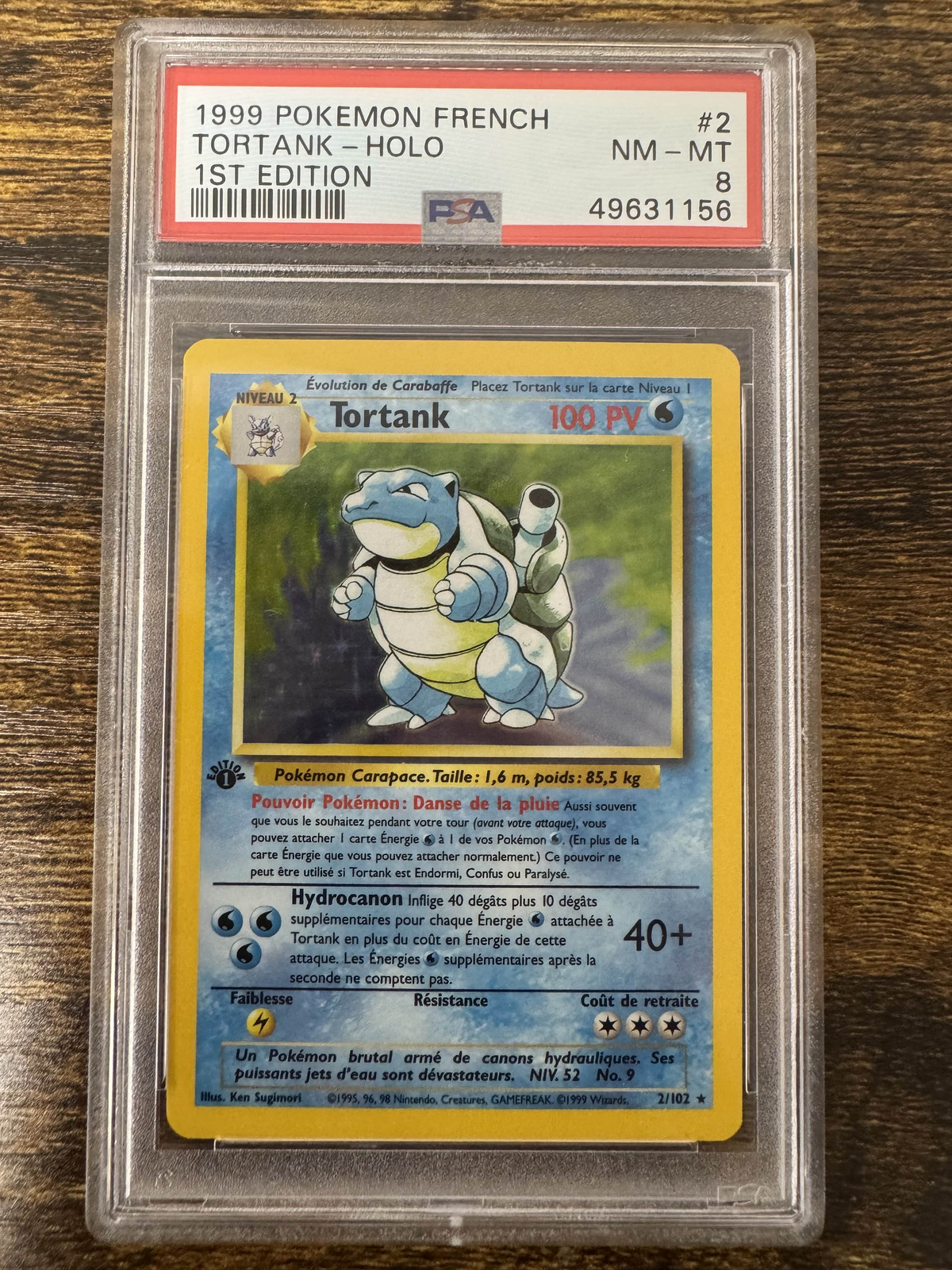 1999 Pokemon French Base Set #2 Blastoise Holo 1st Edition PSA 8