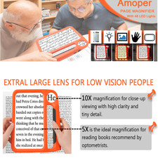 Rechargeable 5X10X Magnifying Glass with Light 48 LED Page Magnifier for Reading