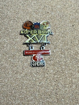 Vintage Super Bowl XVI 49ers vs Bengals Pin 1982 Pontiac Silverdome Peter David