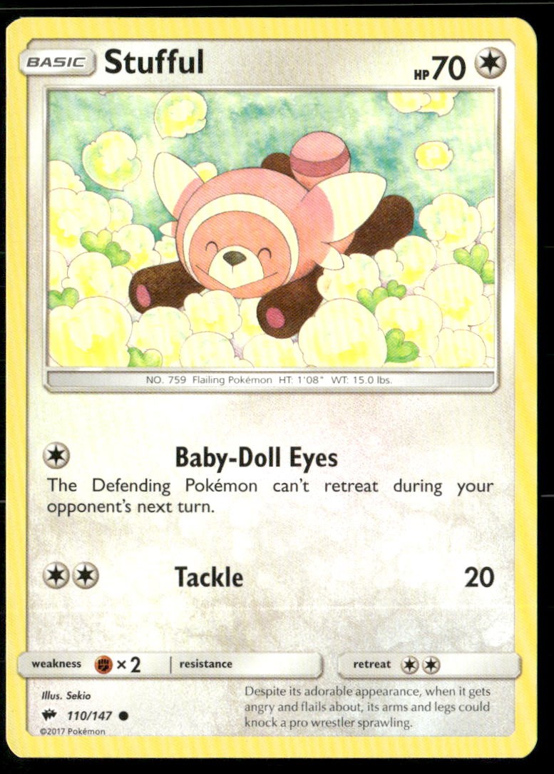Stufful 110/147 Common Burning Shadows Pokemon Lightly Played