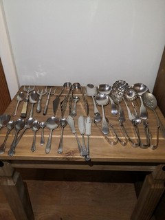Mixed Lot Of Interesting Silver Cutlery Sugar Tongs Meat Forks Spoons Marked