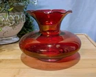 Vintage Anchor Hocking Royal Ruby Red Ruffled Edge Vase 5"