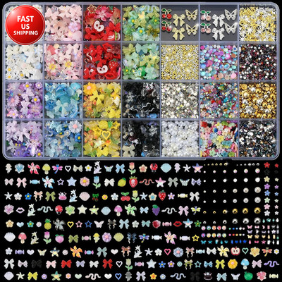 9000 Pcs 3D Nail Charms and Gems Bulk Y2K Cute Charms for Nails Design Kit 110 S