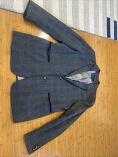 John Varvatos Star USA Grey Plaid Sport Coat 44 Blazer Luxe