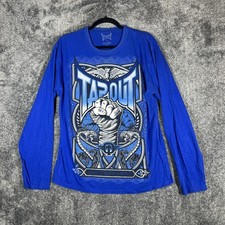Tapout Shirt Mens Medium Blue Long Sleeve Graphic Fist MMA UFC Driven To Win