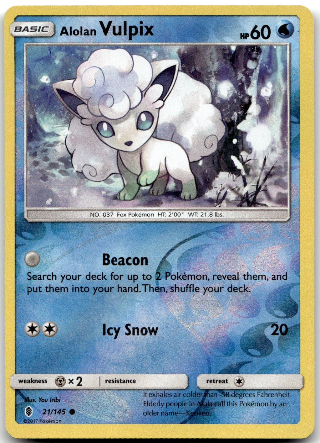 Alolan Vulpix 21/145 Common Guardians Rising Pokemon Reverse Holo MP