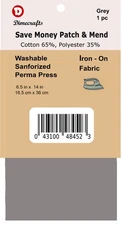 Iron-On Mending Fabric Repair Patch 6.5 x 14 Inch Compare to Bondex - Grey