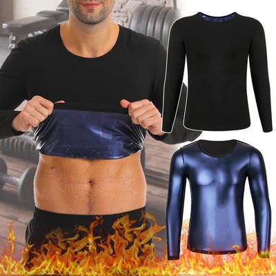 Men Sauna T Shirt Heat Trapping Sweat Compression Waist Trainer Body Shaper Vest